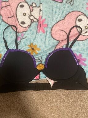 Victoria's Secret Black Bra with Purple Stud Trim